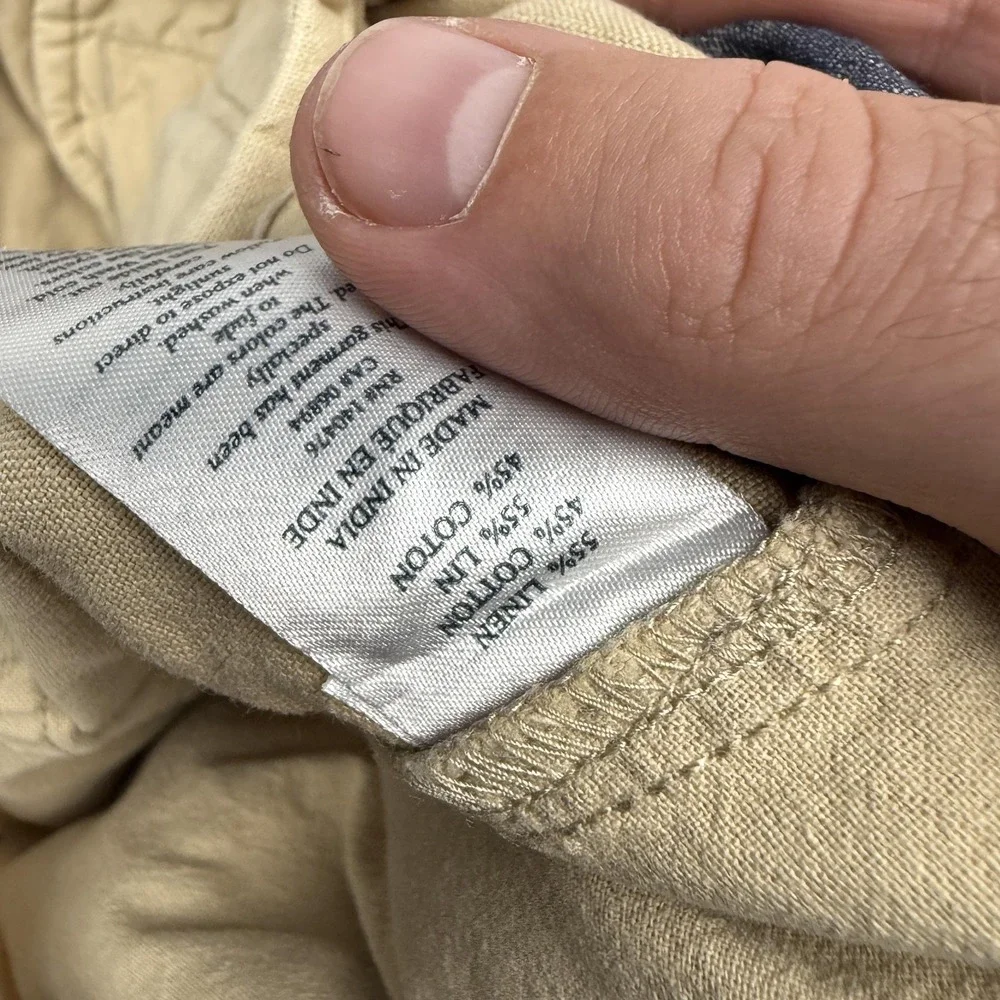 Faherty Shorts Mens 36 Beige Chino Lightweight Cotton Linen 9 Inseam Casual